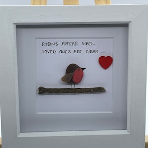 Sea Glass Art Frame Robin Birds Cornwall Driftwood Art. Framed Quote Home Decor Robins Appear When Loved Ones Are Near Seaglass Gift