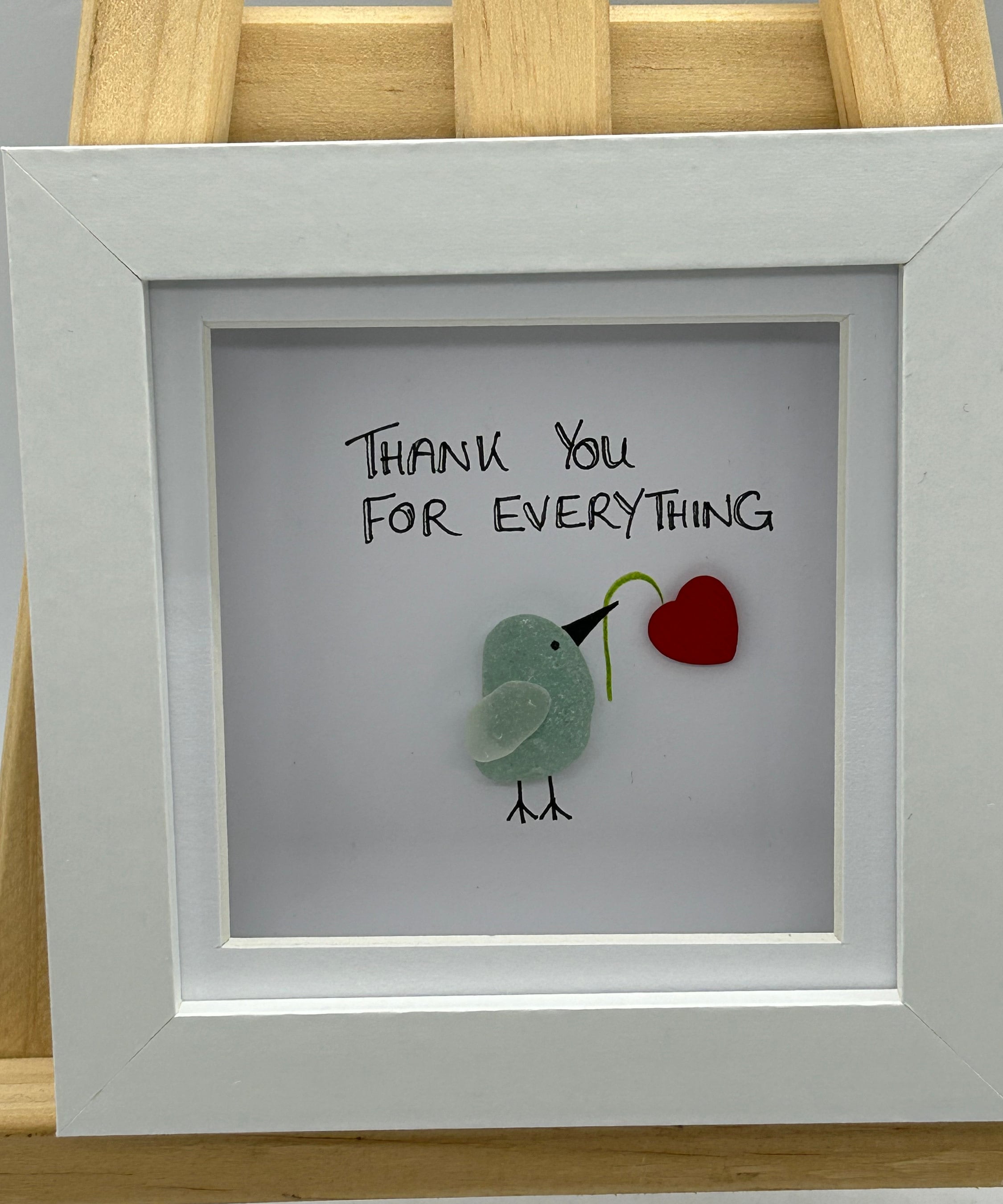 Sea Glass Art Frame: Thank You Gift, Cornish Seaglass Bird - Etsy