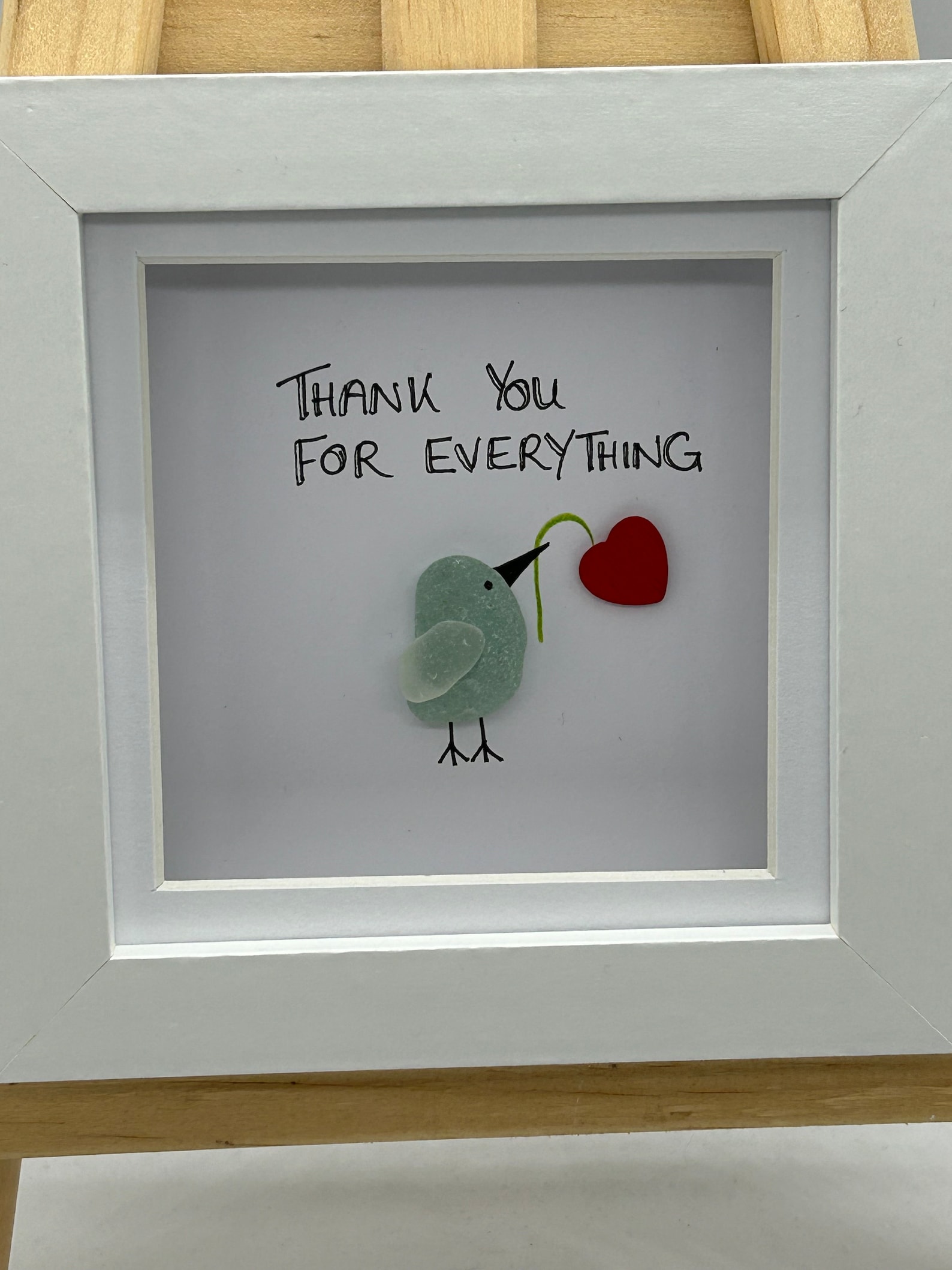 Sea Glass Art Frame: Thank You Gift, Cornish Seaglass Bird - Etsy