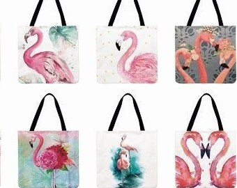 Christmas Flamingo Pattern Leisure Large Colored Cotton Tote Bags Ladies Fashion Handbags For Teen Girls Women With Multi Inner Pockets And Zipper 11.8x4.1x15.4 In Christmas Flamingo Pattern Leisure Large Colored Cotton Tote Bags Ladies Fashion Handbags For Teen Girls Women With Multi Inner Pockets And Zipper 11.8x4.1x15.4 In
