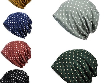 Chemo Beanie Hat Cap Headwear Polka Spotty Dot Stretch Super Soft Cotton Multifunction Headwear 9 in 1 - FREE UK P&P
