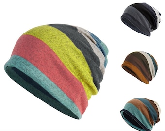 Chemo Beanie Hat Headwear Stripe Cap Stretch Super Soft Cotton Feel Hat Multifunction Headwear Slouch  9 in 1 - FREE UK P&P