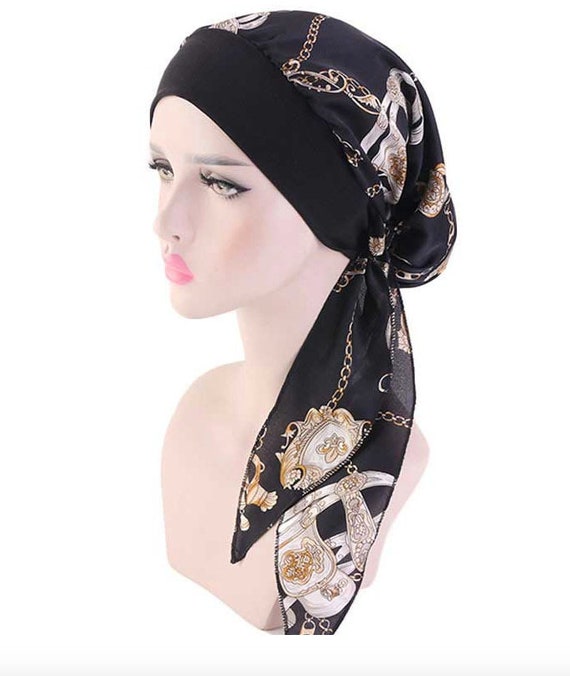 Damen Chemo Muslim Turban Kopftuch Kopfbedeckung Bandana Yoga Haarband Blumen 