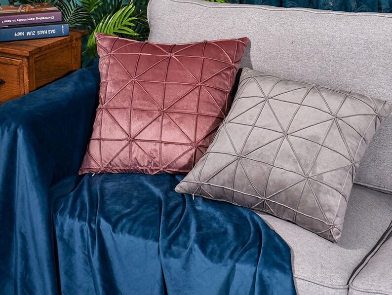 Velvet Velour Cushion Cover Luxury Geometric Ultra Soft Etsy