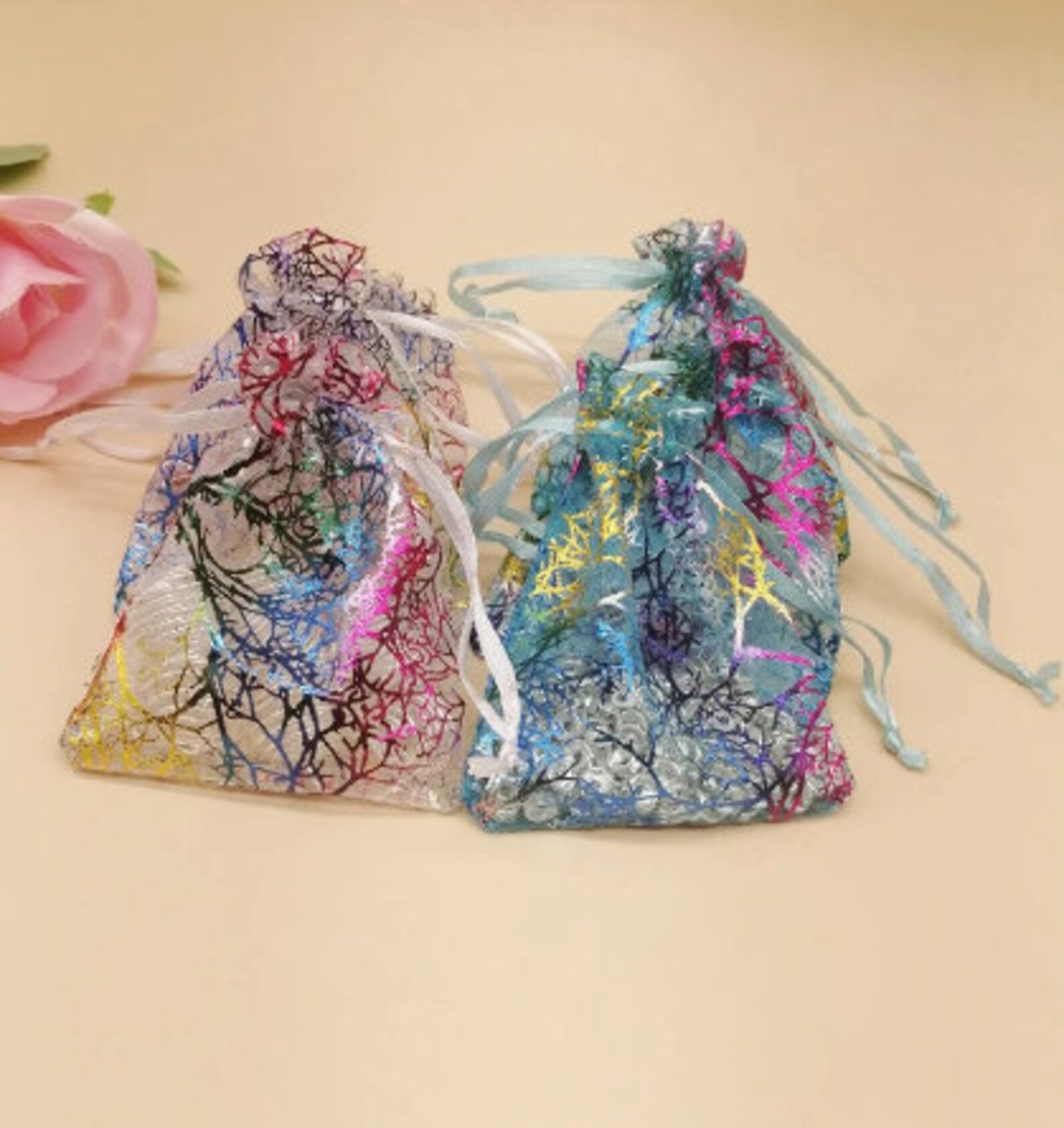 Organza Gift Bags Pack 5 or 10 Drawstring Rainbow Bags Etsy UK
