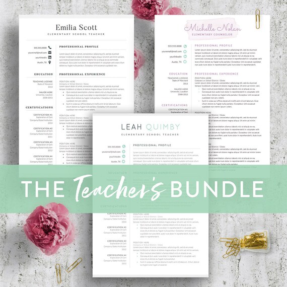 teacher resume template bundle for word resume for teachers teaching cv teaching resume resume modern cv template instant download dsw resume