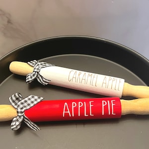 Hand Painted Mini Rolling Pin: Fall Apple Tiered Tray Decor