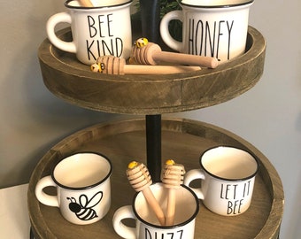 Mini Bee Mugs: Summer Tiered Tray Decor
