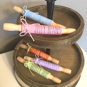 Hand Painted Mini Rolling Pins: Spring Tiered Tray Decor