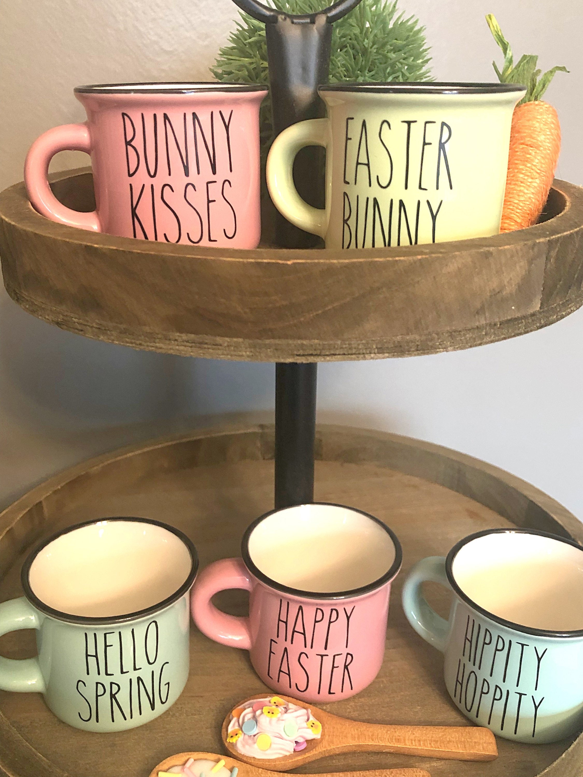 Mini Ceramic Spring Mugs: Tiered Tray Easter Decor - Etsy
