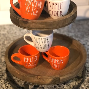 Mini Fall Mug, Tiered Tray Decor, Fall Tiered Tray, Mini Ceramic Mug, Coffee Bar Decor