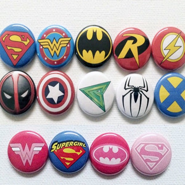 1 inch Superhero pin back buttons