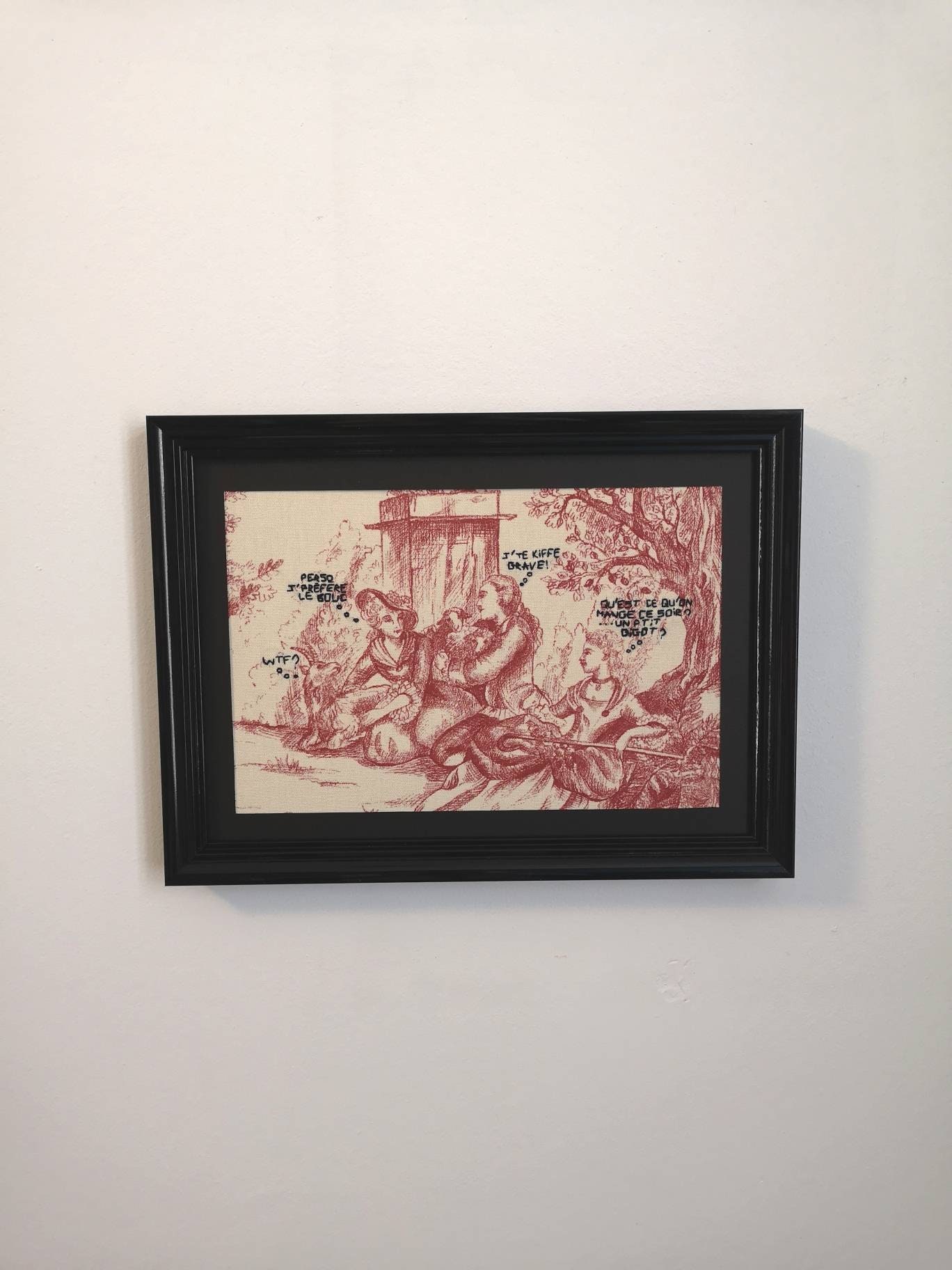 Tableau Toile de Jouy Brodée