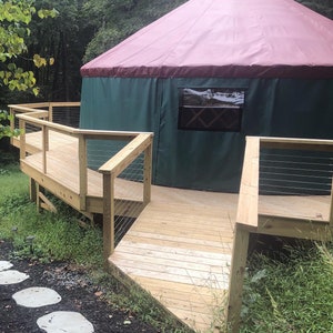 24' Deluxe : Luxury Glamping, Community Space, Traditional Frame - by Pisgah Yurt Craft