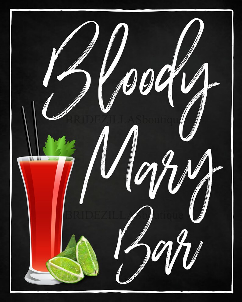 Bloody Mary Bar Chalkboard Sign Wedding Reception Bridal Party Etsy