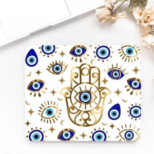Printed Evil Eye Anti - slip mouse pad. Laptop, office, Ipad, PC, gaming, home office, computer, Gift