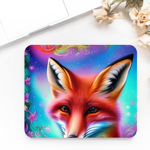 Colourful Fox Anti - slip mouse pad, Office Gift, Mouse mat, Rectangle Mousepad Desk Mouse Pad