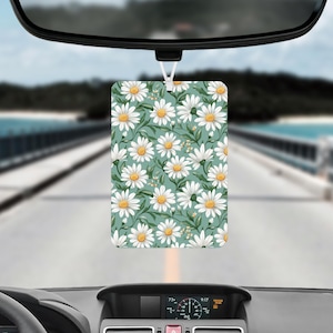 Green Daisies Air Freshener – Aesthetic Hanging Car Accessory, Car decor