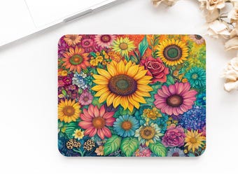 Colourful Sunflowers Anti - slip mouse pad, Office Gift, Mouse mat, Rectangle Mousepad Desk Mouse Pad