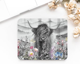 Printed Highland Cow  design Anti - slip mouse pad. Laptop, office, Ipad, PC, gaming, home office, computer, Gift