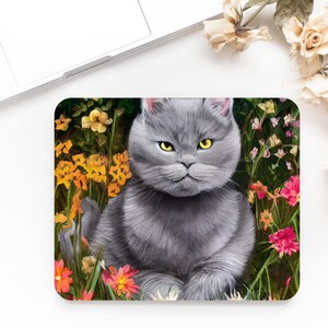 Grey Cat Anti - slip mouse pad, Office Gift, Mouse mat, Rectangle Mousepad Desk Mouse Pad