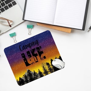Printed Camping Life  design Anti - slip mouse pad. Laptop, office, Ipad, PC, gaming, home office, computer, Gift