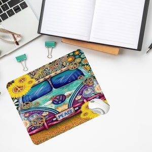 Printed Campervan  design Anti - slip mouse pad. Laptop, office, Ipad, PC, gaming, home office, computer, Gift
