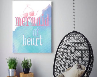 Printable Mermaid Art, Mermaid Print, Mermaid Wall Art, Mermaid Decor, Printable Beach House Decor, Beach Print