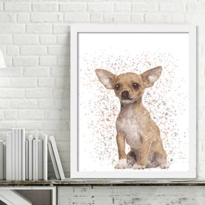 Printable Chihuahua Watercolor Print, Chihuahua Wall Art, Chihuahua Dog Decor Paint Splatter