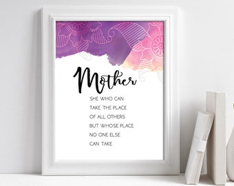 Mother's Day Print, Mother's Day Printable, Mother's Day Gift Ideas, Printable Gift for Mom, Mother Print, Mother Quote, Gift for Mom