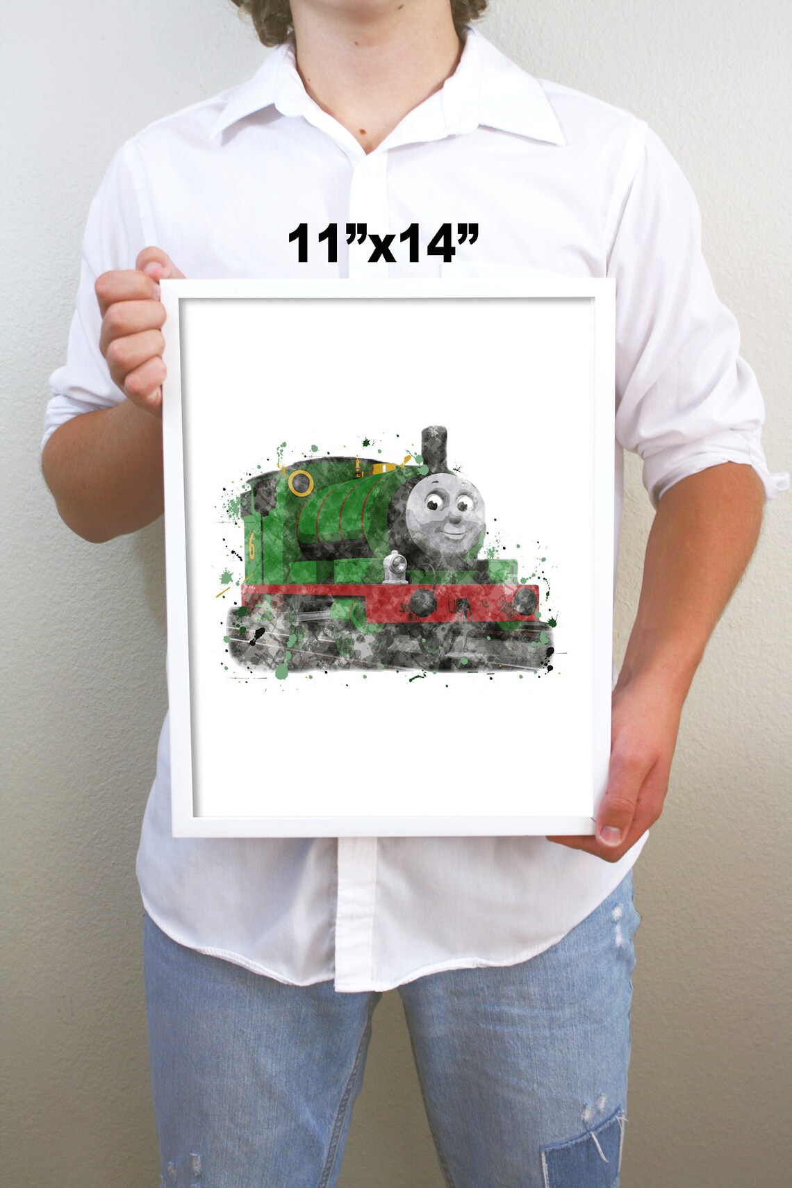 Printable Percy Watercolor Train Wall Art Boy Kids Room | Etsy