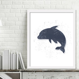 Printable Dolphin Wall Art, Kids Ocean Room Decor, Ocean Nursery Wall Art, Dolphin Print Digital Download Picture