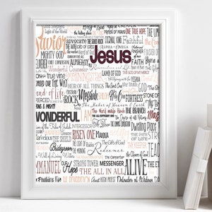 Easter Printable Names of God wall art Bible verse art print scripture Christian Jesus LDS Quote Instant Download