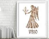 Printable Zodiac Wall Art, Virgo Print, August Birthday Gift, September Birthday Gift, Horoscope Print, Digital Download Picture