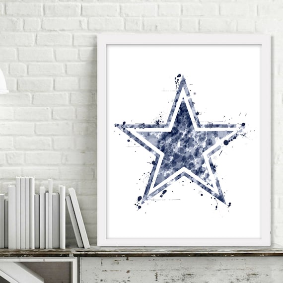 Printable Cowboys Watercolor Football Wall Art Dallas Cowboys Room Decor Cowboys Football Art Dallas Cowboys Print Cowboys Art