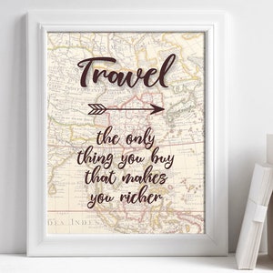 Travel Quote Poster, Travel Quote Printable, Travel Art Print, Travel Inspiration Art, Printable Wanderlust Art, Travel Wall Art