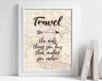 Cartaz de citação de viagem, citação de viagem para impressão, impressão de arte de viagem, arte de inspiração de viagem, arte Wanderlust imprimível, arte de parede de viagem