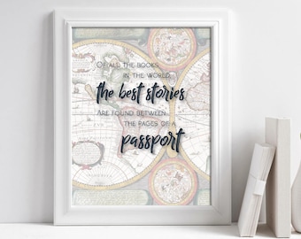 Travel Quote Poster, Travel Quote Printable, Travel Art Print, Travel Inspiration Art, Printable Wanderlust Art, Travel Wall Art