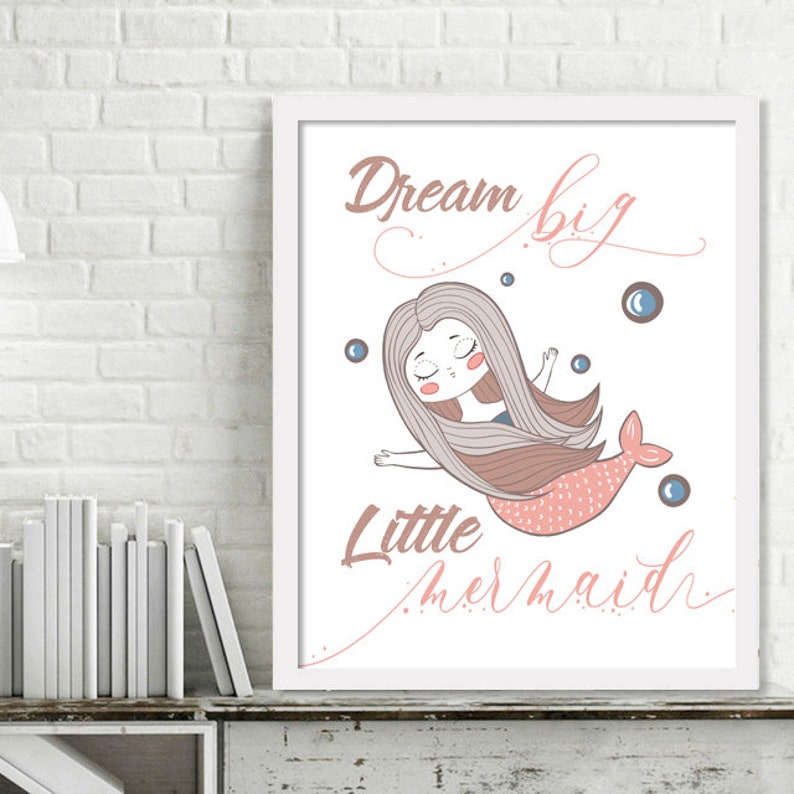 Printable Mermaid Wall Art Nursery Printables Mermaid Print - Etsy