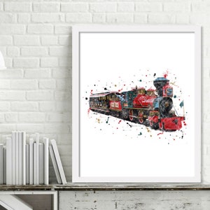 Printable Disney Magic Kingdom Train Wall Art, Disney World Train Print, Disney Train Art, Steam Engine Print Disney World Print