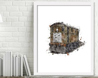 Printable Toby Watercolor Train Wall Art, Toby Train Print, Thomas and Friends Train Art, Steam Engine Print Digital Download Picture