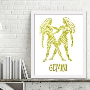 Printable Zodiac Wall Art, Gemini Print, May Birthday Gift, June Birthday Gift, Horoscope Print, Digital Download Picture