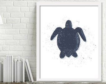 Printable Turtle Wall Art, Kids Ocean Room Decor, Ocean Nursery Wall Art, Turtle Print Digital Download Picture