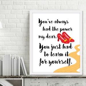 Wizard of Oz Printable Quote, Printable Ruby Slippers Print, Wizard of Oz Print, Wizard of Oz decor, Wizard of Oz Gift