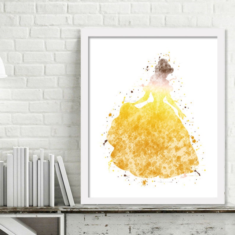 Disney Princess Room Decor Printable Belle Watercolor Wall Art Princess Print Belle Picture Belle Art Beauty and the Beast Wall Art