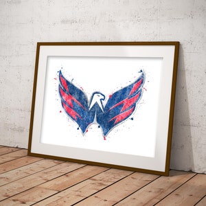 Printable Capitals Watercolor Hockey Wall Art, Capitals Room Decor, Capitals Hockey Art, Washington Capitals Print, Capitals Art