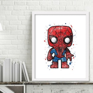 Printable Spiderman Superhero Nursery Art, Superhero wall decor, Spiderman Print, Spiderman Art, Mini Superheroes