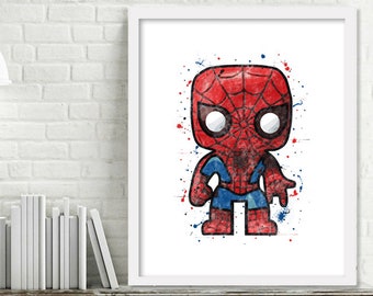 Utskrivbar Spiderman superhjälte barnrumskonst, superhjälte väggdekor, Spiderman-tryck, Spiderman-konst, Mini superhjältar
