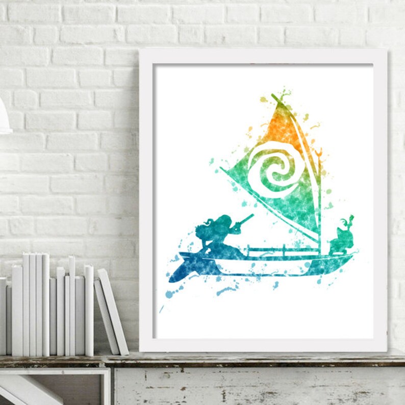 Printable Disney Moana Wall Art Moana Print Watercolor Girl - Etsy