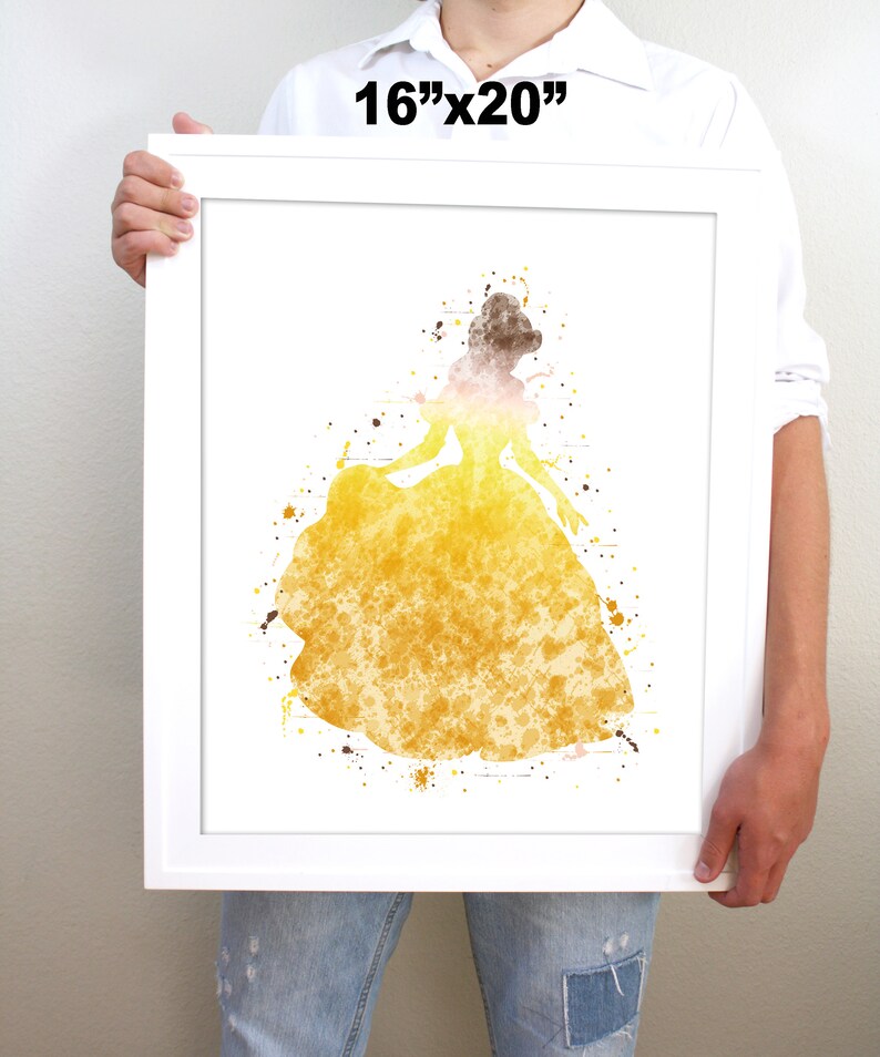 Disney Princess Room Decor Printable Belle Watercolor Wall Art Princess Print Belle Picture Belle Art Beauty and the Beast Wall Art